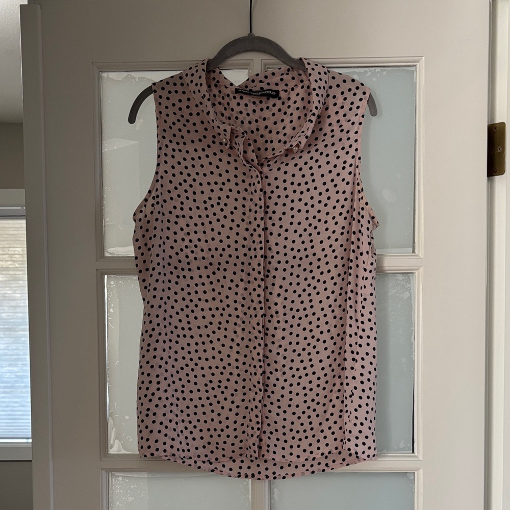 Karl Lagerfeld Pink and Black Polka Dot Blouse